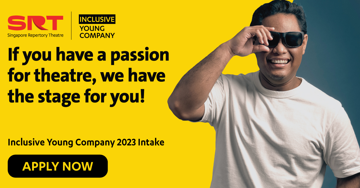 The image features a guy wearing white tshirt and sunglasses. It writes if you have a passion for theatre, we have the stage for you. Inclusive young company 2023 intake. Audition Dates 13 November 2022. Black button that says apply now