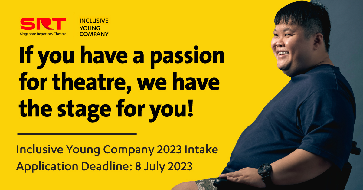 The image features a guy wearing white tshirt and sunglasses. It writes if you have a passion for theatre, we have the stage for you. Inclusive young company 2023 intake. Audition Dates 13 November 2022. Black button that says apply now
